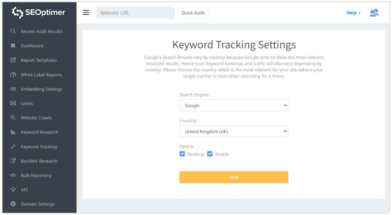 rank tracking setup